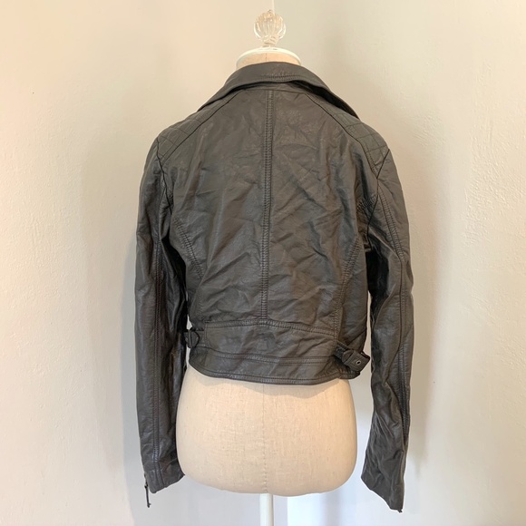 NWOT Charcoal Grey Leather Jacket - Picture 3 of 12